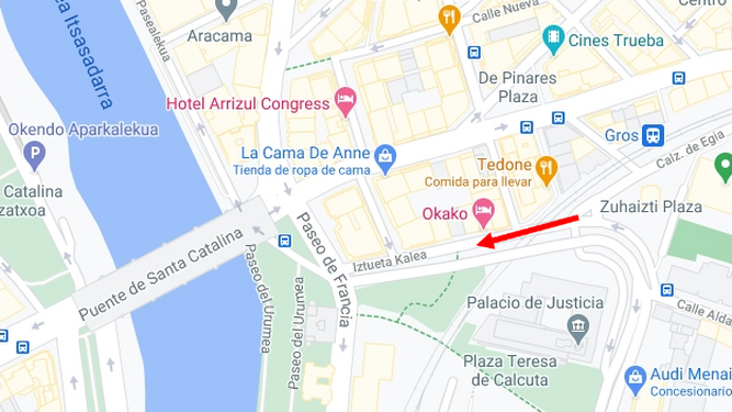 La calle Iztueta en Google Maps