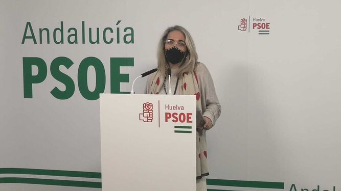 La senadora socialista Pepa González Bayo, en rueda de prensa este viernes.