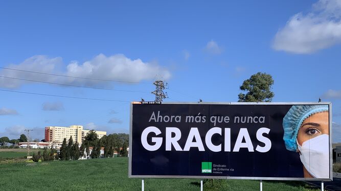 Una de las vallas publicitarias que se puede ver en Huelva con la campaña de Satse