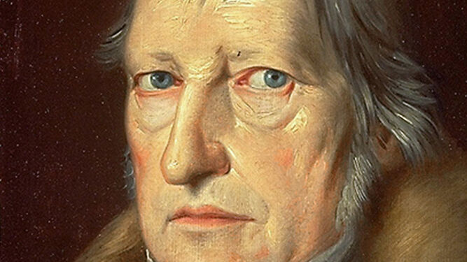 Vista parcial del canónico retrato de Georg Wilhelm Friedrich Hegel (1770-1831) realizado por Jakob Schlesinger (1831).