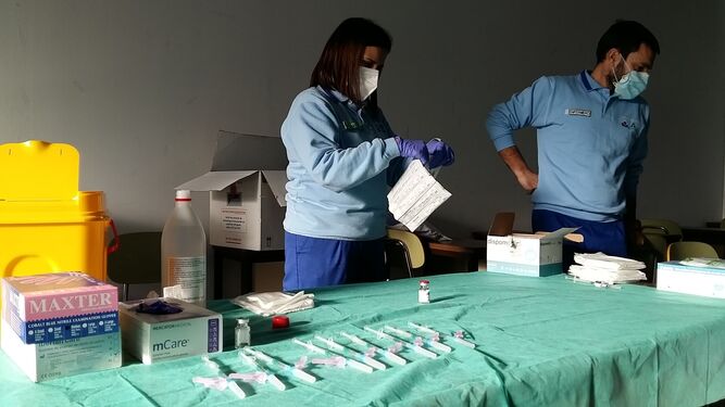 Vacunación en el recinto ferial de Aracena.