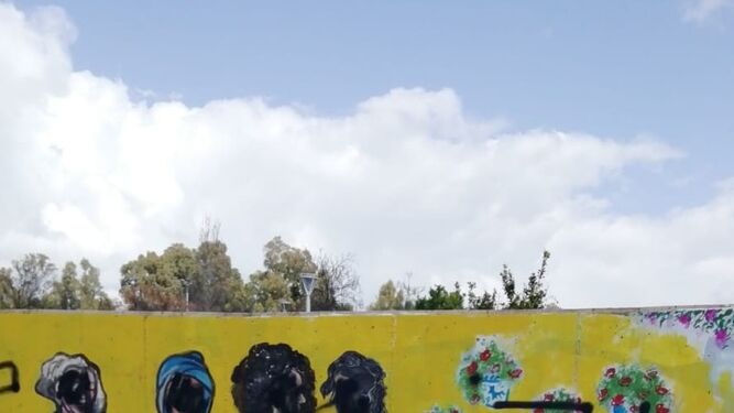 Estado del mural del Parque Moret tras las pintadas.