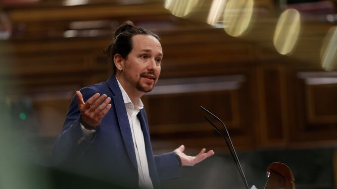 El todavía vicepresidente segundo del Gobierno y candidato de Podemos en las madrileñas del 4-M, Pablo Iglesias.