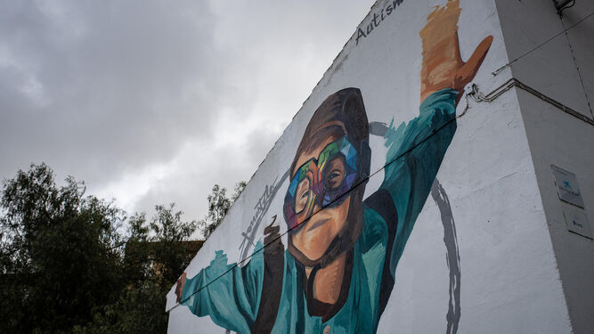 El mural realizado por Konestilo en la Asociación Ánsares de Huelva.