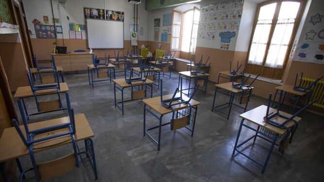 Interior de un aula durante la pandemia.