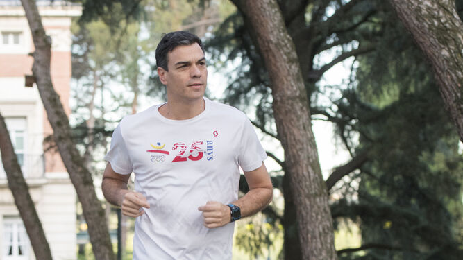 Pedro Sánchez, haciendo ejercicio.