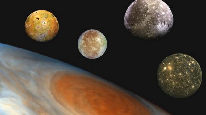 Recreación de la NASA de las lunas de Júpiter