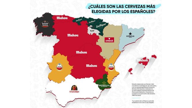 El Mapa de las cervezas preferidas por los españoles según la comunidad