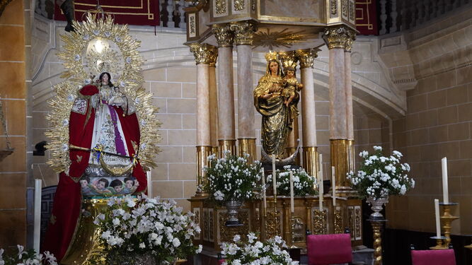 La Virgen de Montemayor está ya en la parroquia de Moguer para presidir los actos religiosos de la Velada