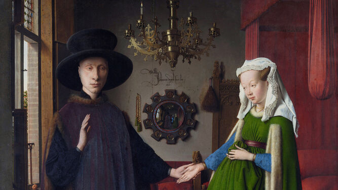Detalle de El matrimonio Arnolfini de Jan Van Eyck.