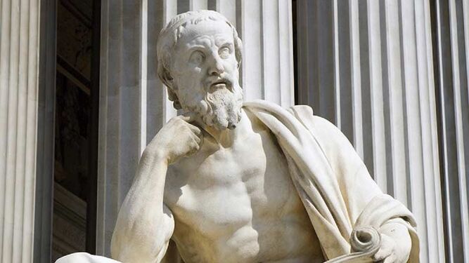 Escultura a Heródoto, historiador y geógrafo griego, considerado como el padre de la Historia.