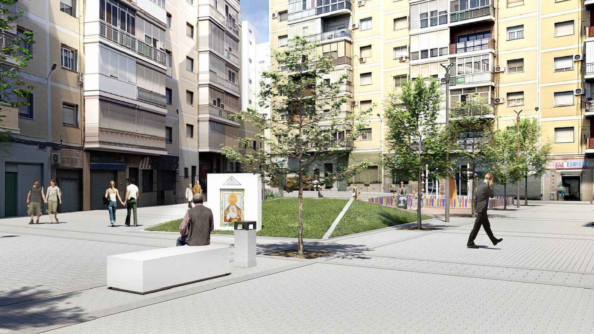 Recreaci&oacute;n de la nueva Plaza de los Dolores, seg&uacute;n el proyecto del Ayuntamiento de Huelva.