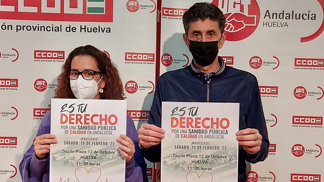 Los líderes de CCOO y UGT en Huelva, Julia Perea y Sebastián Donaire.
