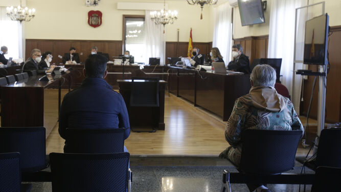 La ex gerente de Formades y ex concejal socialista Ana María Orihuela y su hijo, en el banquillo de los acusados.