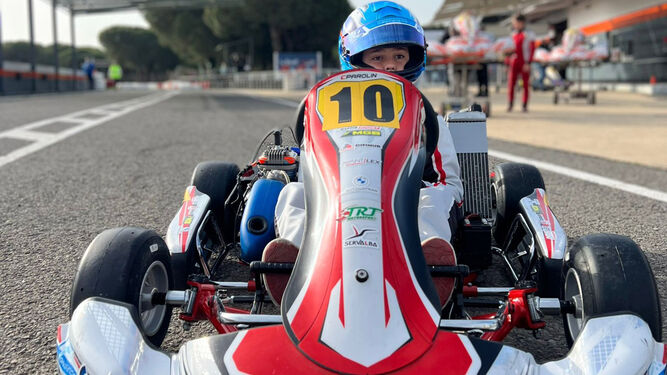 El piloto onubense Marcos Morgado, el pasado fin de semana en el kartódromo de Cartaya