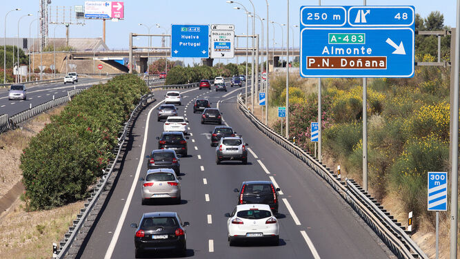 Tráfico en las carreteras de Huelva en mayo de 2021.