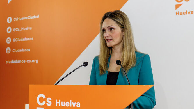 María Ponce, durante una rueda de prensa como coordinadora de Ciudadanos.