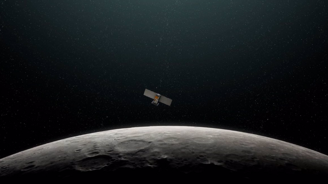 Recreación de la sonda 'Capstone' sobre la luna.