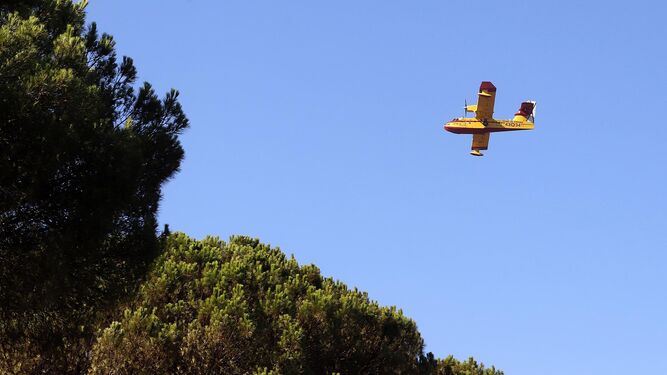 El Infoca retira los medios aéreos ante la evolución "favorable" del incendio de Almonte