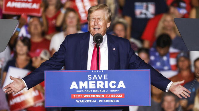 Donald Trump en un mitin celebrado a principios de agosto en Wisconsin.