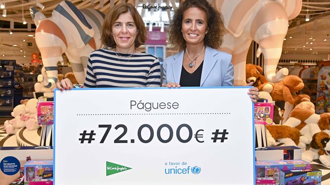 Entrega del cheque de 72.000 euros a Unicef.