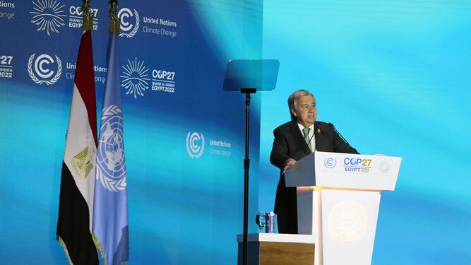 El secretario general de la ONU, António Guterres, en la cumbre de Sharm el Sheij.