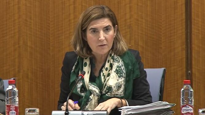 La consejera de Empleo en la comisión del Parlamento andaluz.