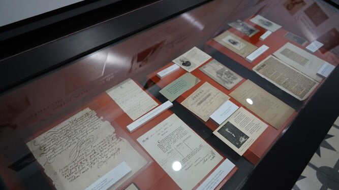 Documentos de Luis Montoto en la exposición en la casa-museo de Juan Ramón Jiménez.