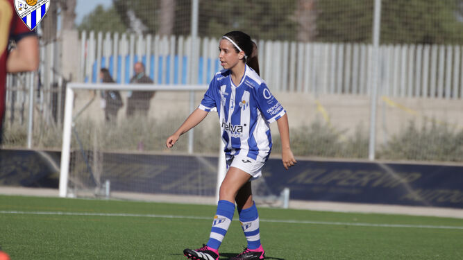 Eva Cintado en su debut con el Sporting de Huelva.