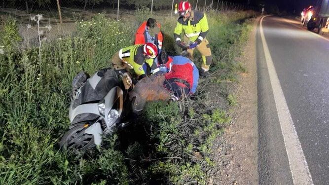 Una persona herida en Gibraleón tras accidentarse la motocicleta en la que viajaba