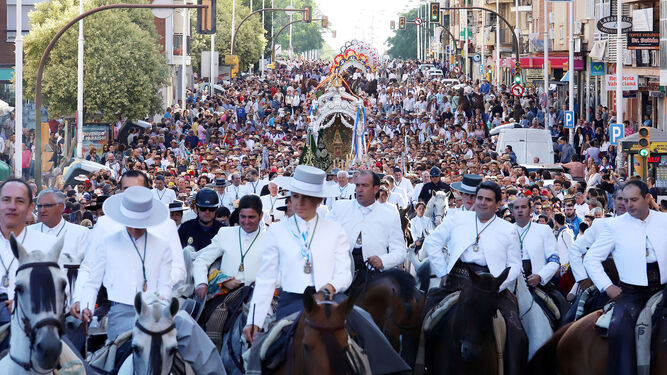 La caballería de Huelva ante el Simpecado por Federico Molina.