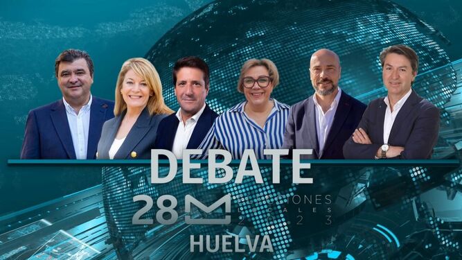 Participantes en el debate electoral en Huelva TV entre los candidatos a la Alcaldía de Huelva.