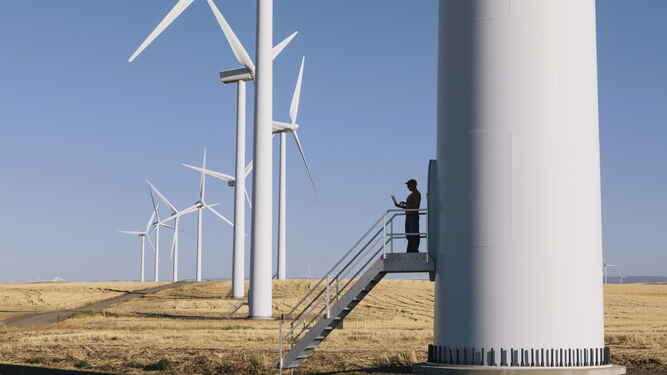 Uno de los parque eólicos que abastecerán las instalaciones de Cepsa en Huelva.