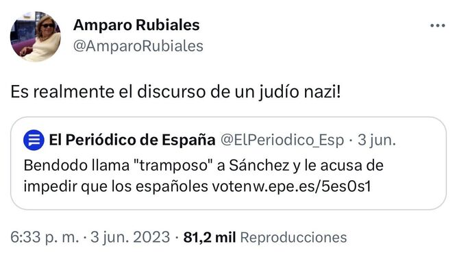 El PSOE de Sevilla pide a Amparo Rubiales que rectifique tras llamar "judío nazi" a Bendodo