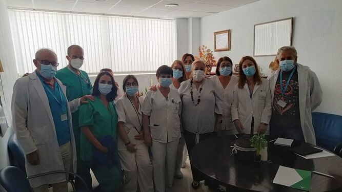 La reunión de Manuela Caro con los profesionales del hospital de Riotinto