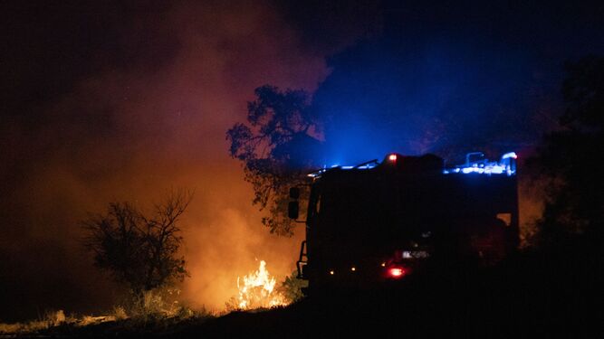Situación del  incendio de Bonares esta madrugada