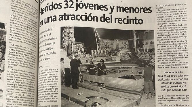 Así era presentada la noticia en el periódico Huelva Información en 2006