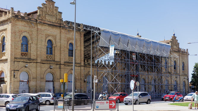 Estado actual de la antigua estación de trenes de Huelva.