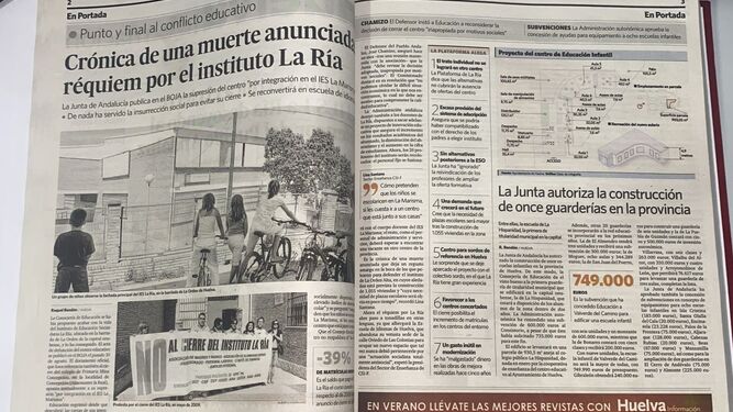 Así anunciaba la noticia el periódico Huelva Información en 2010