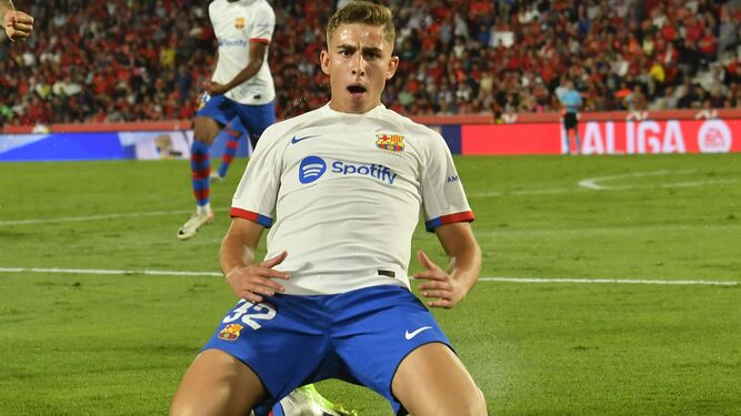 Fermín celebra su gol al Mallorca.