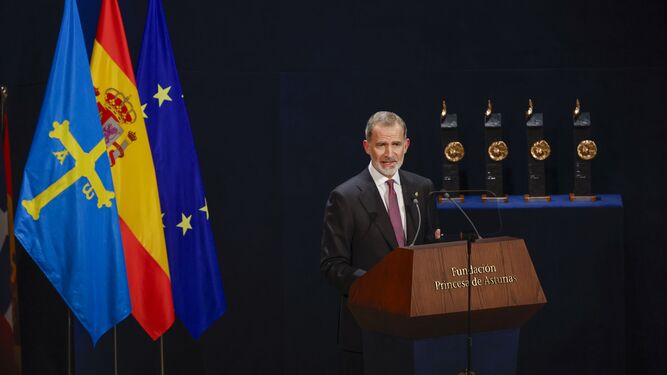 El Rey, durante su discurso en la entrega de los Premios Princesa de Asturias
