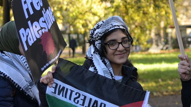Apoyo al pueblo palestino en Londres.