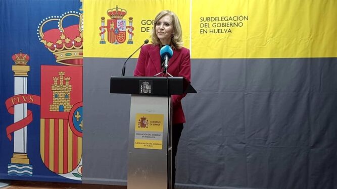 La subdelegada del Gobierno en Huelva, Manuela Parralo, en rueda de prensa