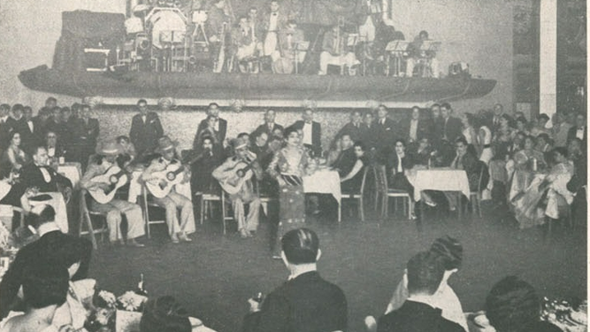Carmen Amaya y su compañía actuando en Casino de Estoril. Foto de Reis, octubre 1936.