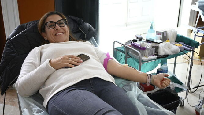 Una donante de sangre en la última macrocolecta de Casa Colón