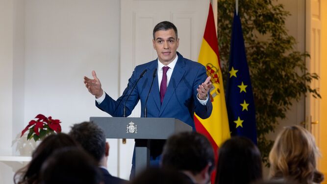 Pedro Sánchez, ayer tras la rueda de prensa del Consejo de Ministros