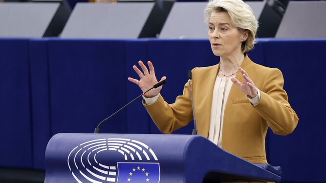 Ursula Von der Leyen, este martes en el Parlamento europeo