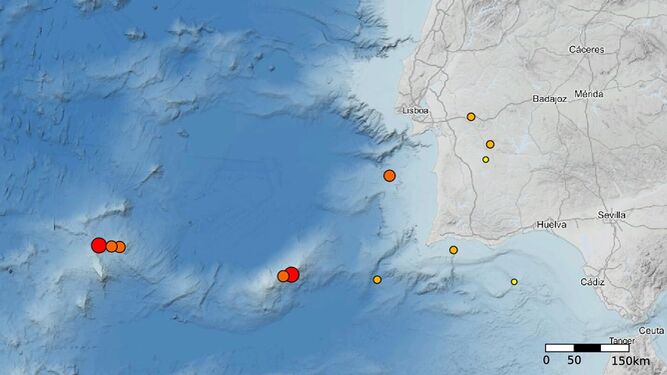 Localización de los terremotos registrados este fin de semana.
