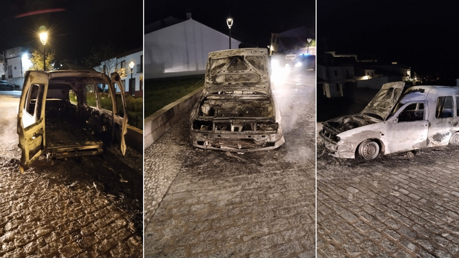 Susto en Encinasola: un coche completamente calcinado tras salir ardiendo la pasada noche