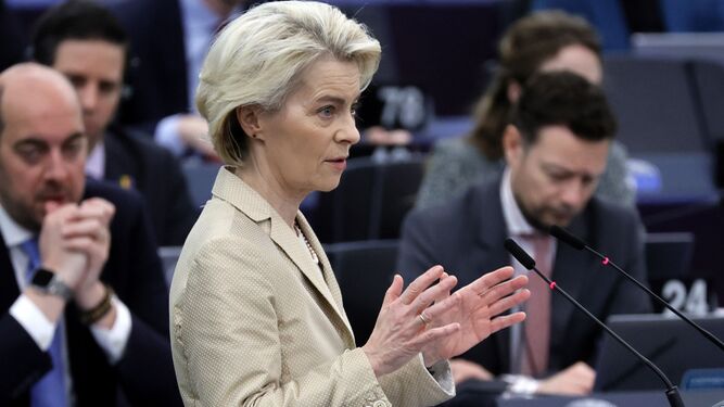 Ursula Von der Leyen, este miércoles en el Parlamento europeo